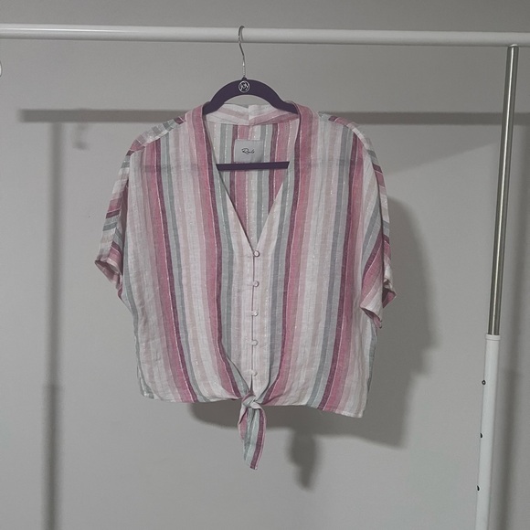 Rails Multicolor Striped Tie-Front Top Metallic Size Small - Picture 1 of 6